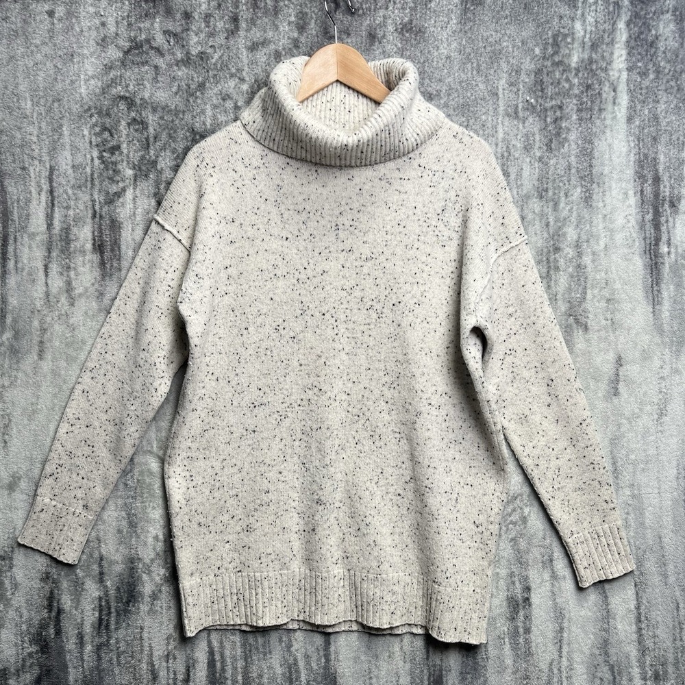 Athleta Bayshore Turtleneck Tunic Sweater Women Sz XS Ivory Cashmere Wool Blend